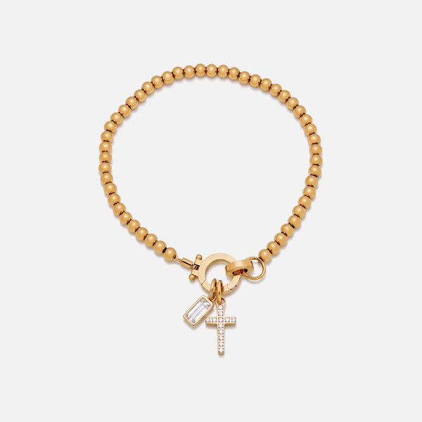 Beaded Birthstone Cross Bracelet — studio shot