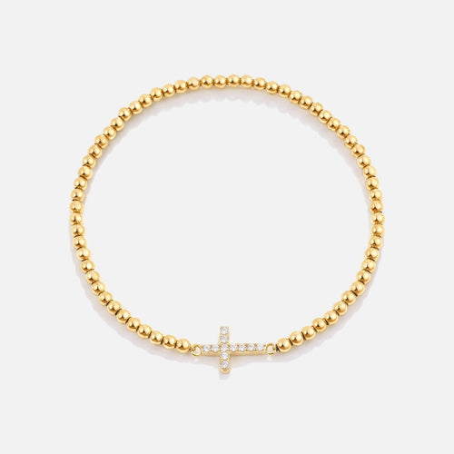 Beaded Stretch Cross Bracelet — studio shot
