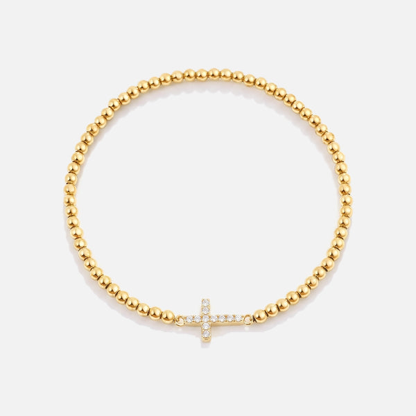 Beaded Stretch Cross Bracelet — studio shot