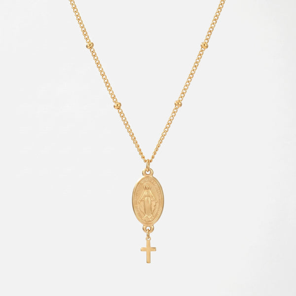 Blessed Medal Cross Necklace — studio shot