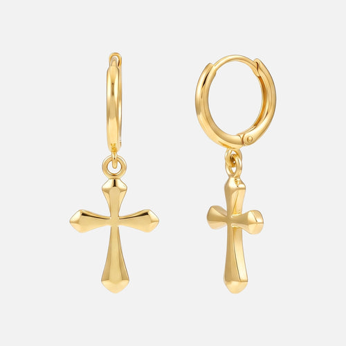 Cross Charm Huggies — studio shot