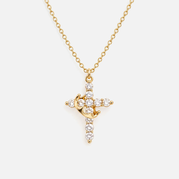 Crown Cross Necklace — studio shot