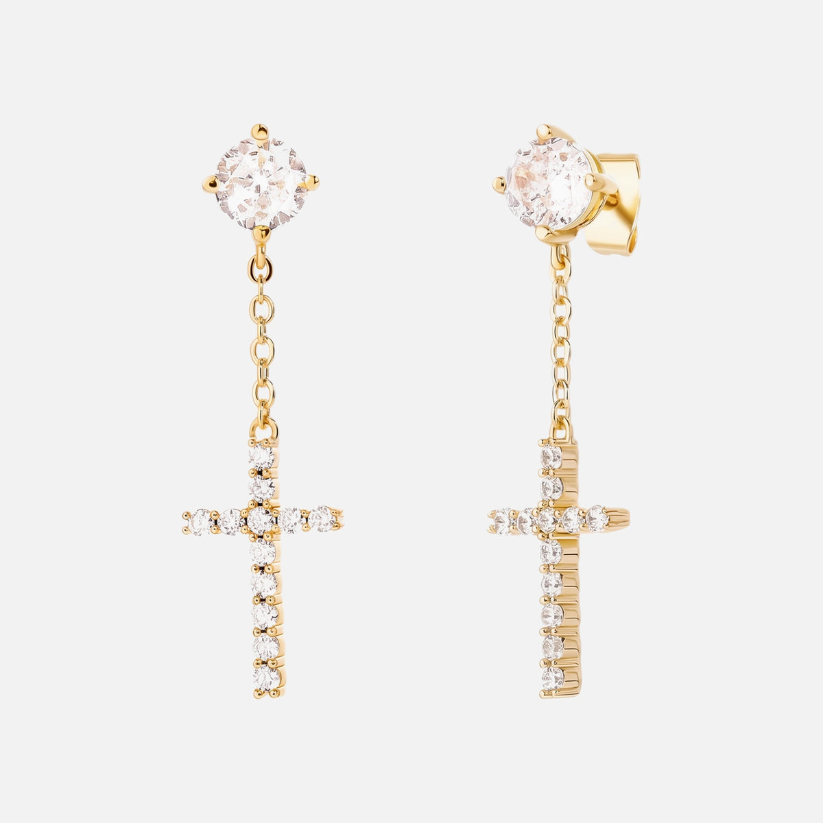 Dangle Cross Earrings — studio shot