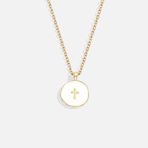 Enamel Cross Necklace — studio shot