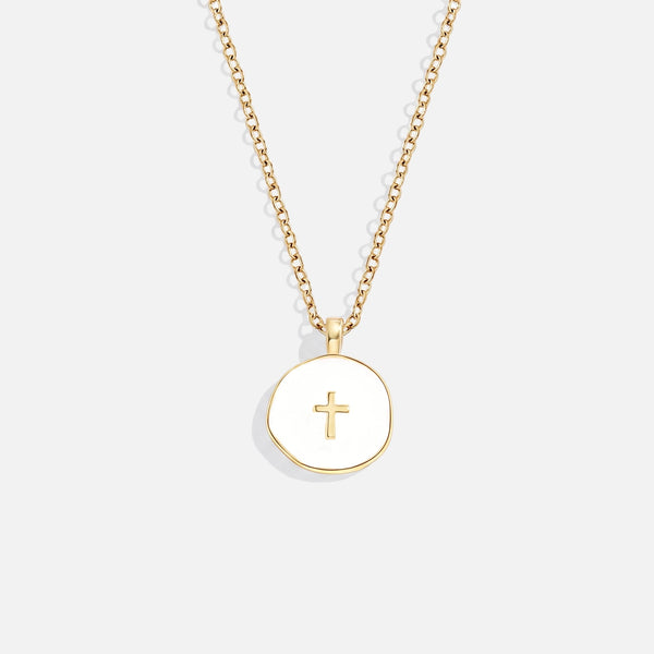 Enamel Cross Necklace — studio shot