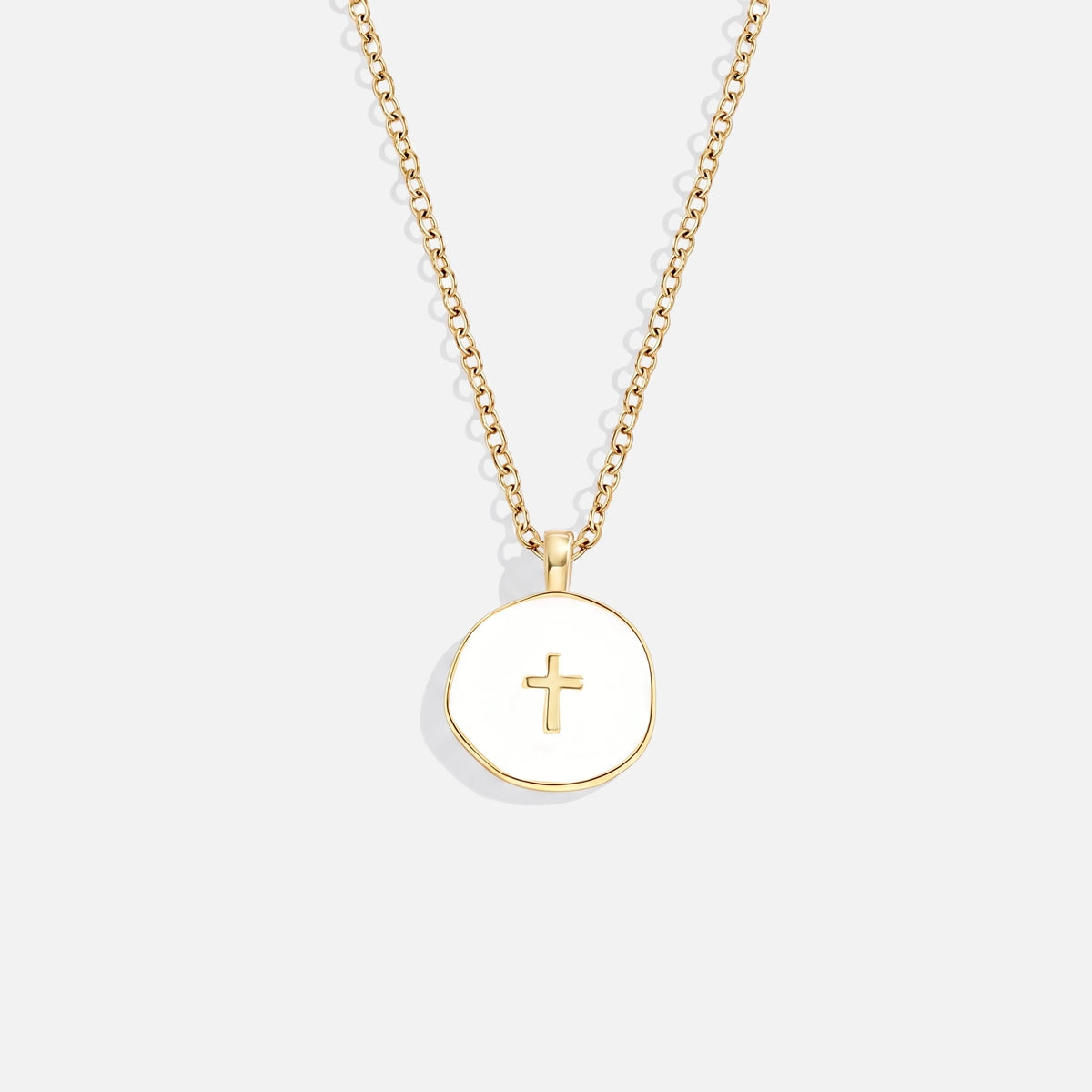 Enamel Cross Necklace — studio shot
