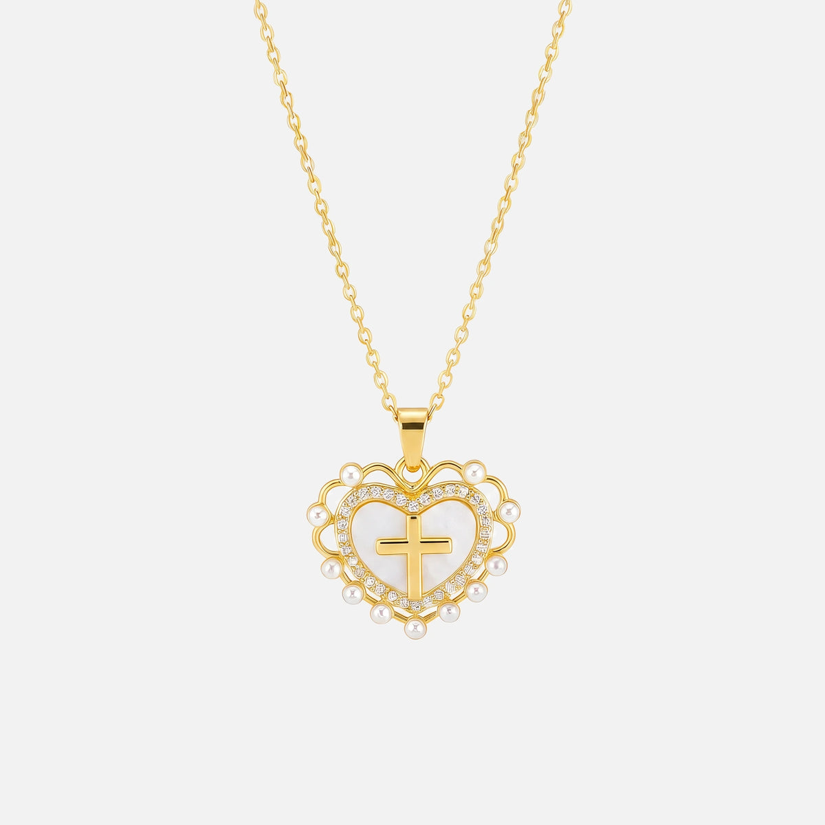 Heart Cross Necklace — studio shot
