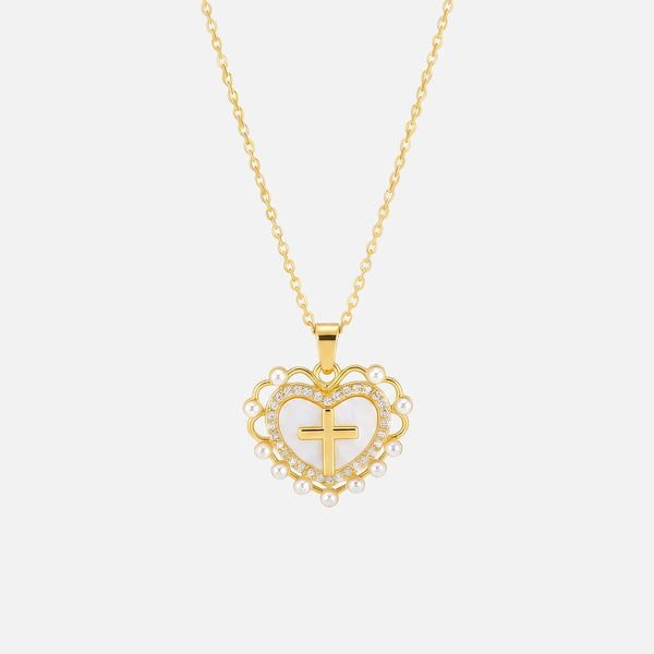 Heart Cross Necklace — studio shot