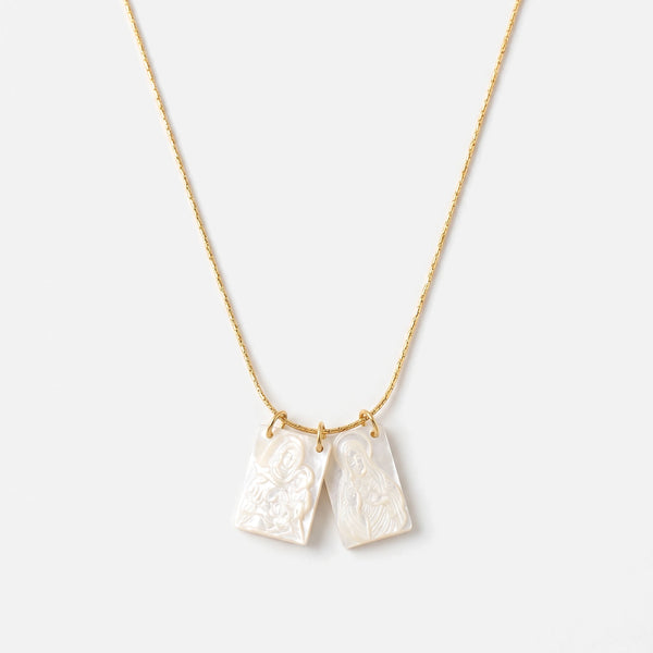 Jesus and Mary Scapular Necklace — studio shot