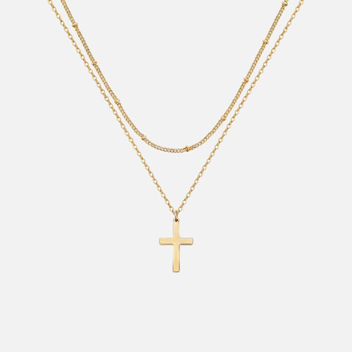 Layered Cross Necklace — studio shot