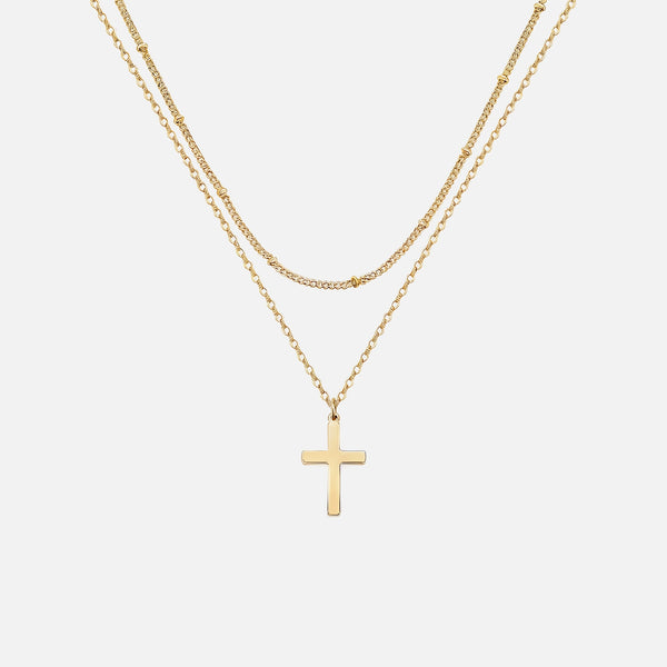Layered Cross Necklace — studio shot
