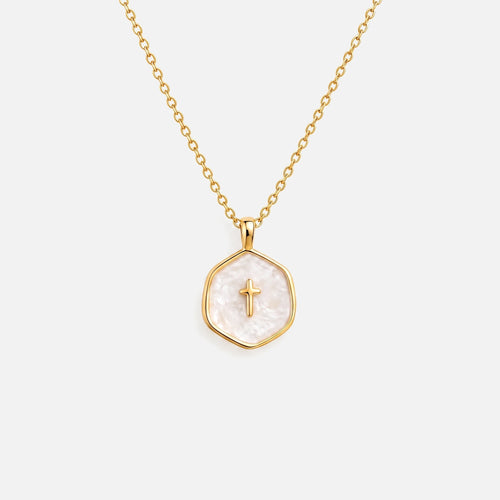Medallion Cross Necklace — studio shot