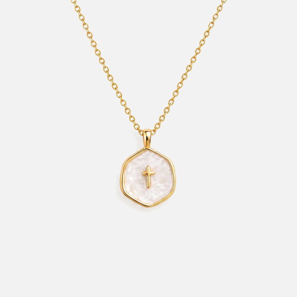 Medallion Cross Necklace — studio shot