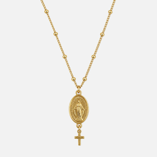 Miraculous Medal Cross Necklace — studio shot