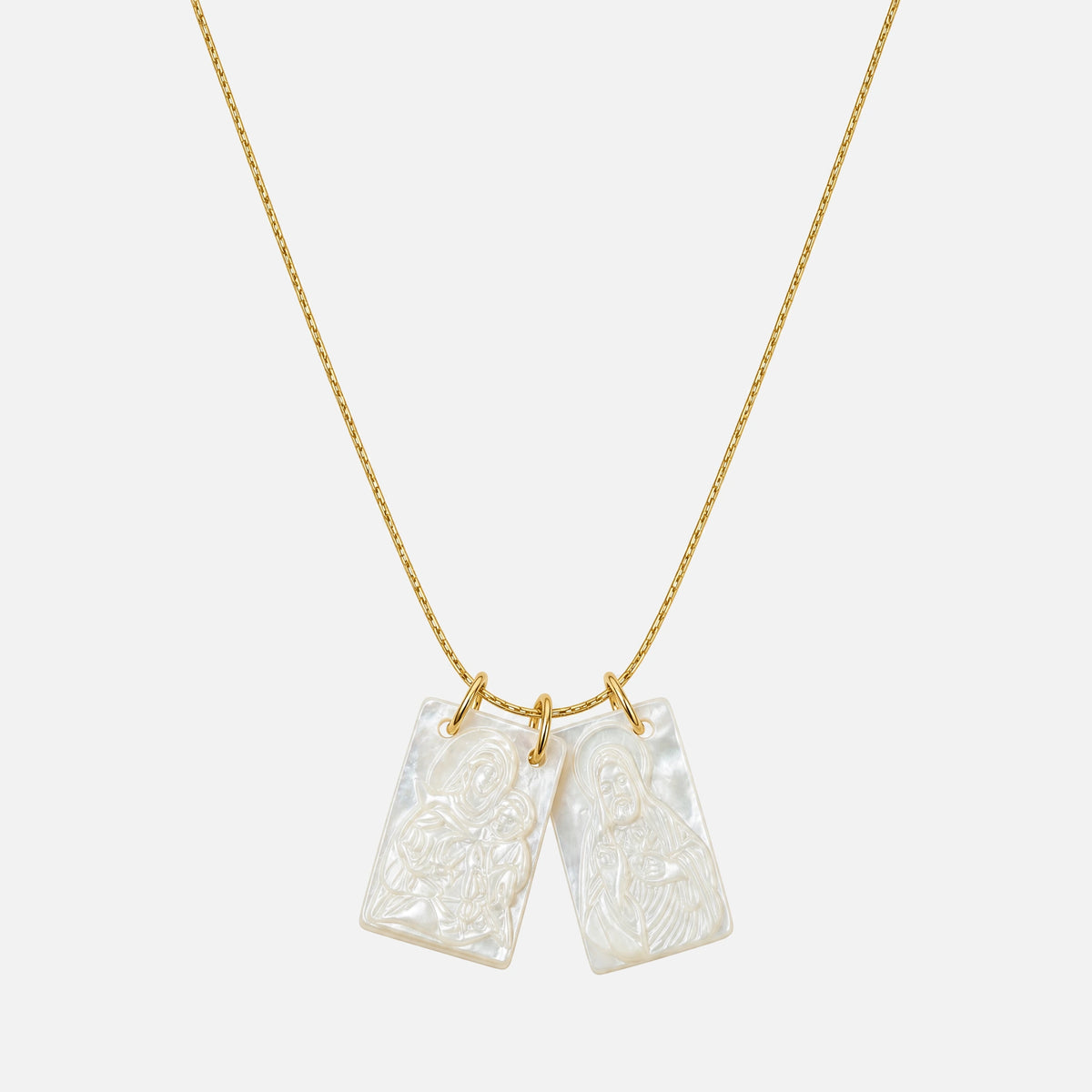 Mother of Pearl Scapular Necklace — studio shot