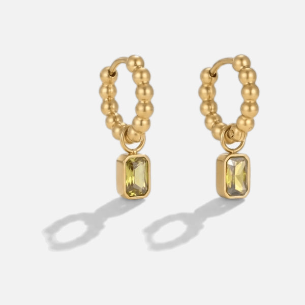 Olive Charm Hoops — studio shot