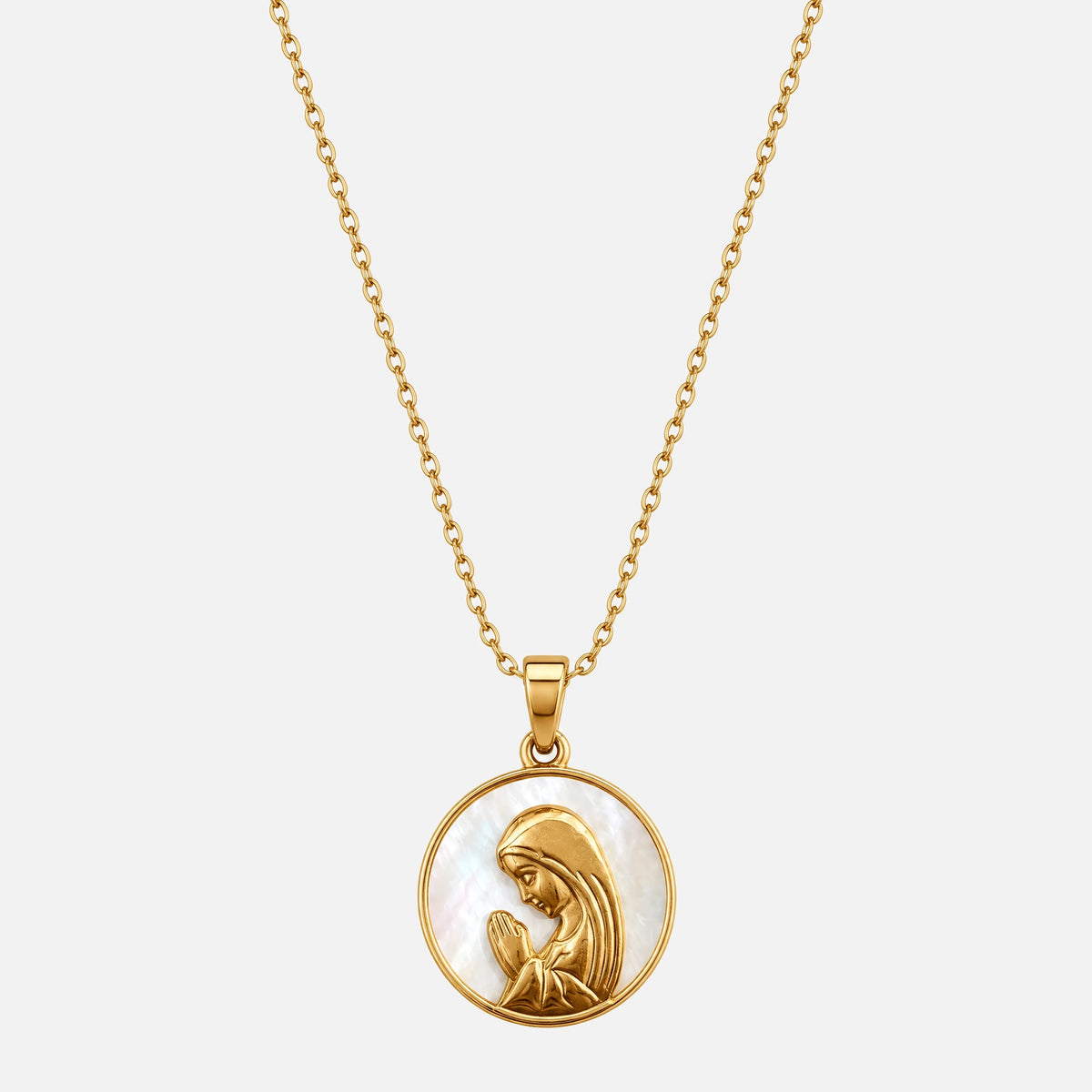 Our Lady of Prayer Necklace — studio shot