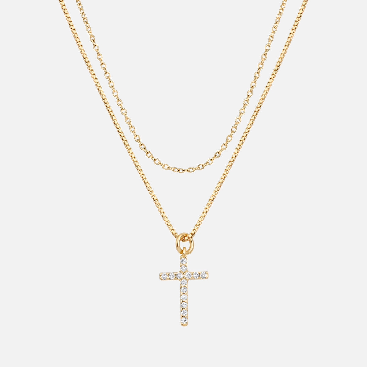 Pavé Cross Layering Set — studio shot