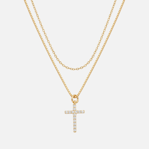 Pavé Cross Layering Set — studio shot