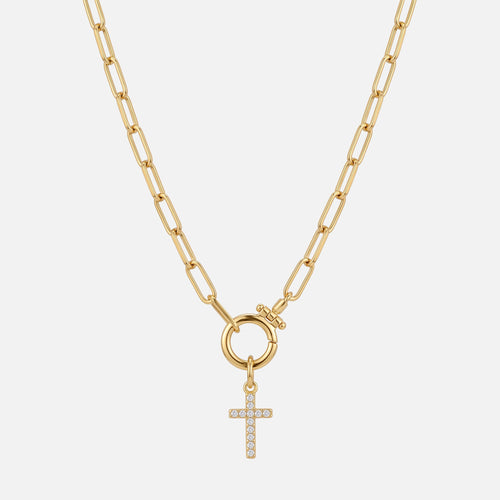 Pavé Cross Necklace — studio shot