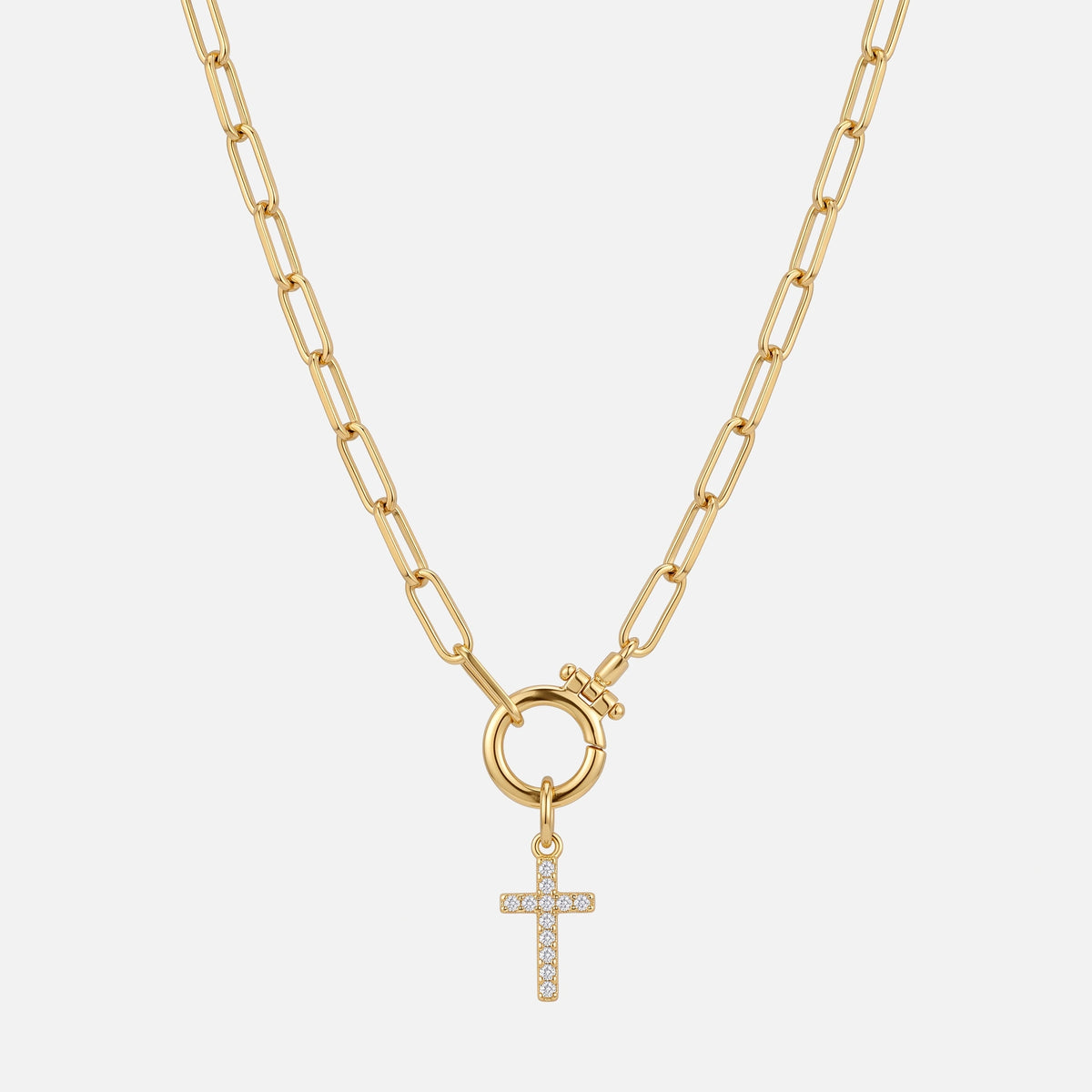 Pavé Cross Necklace — studio shot