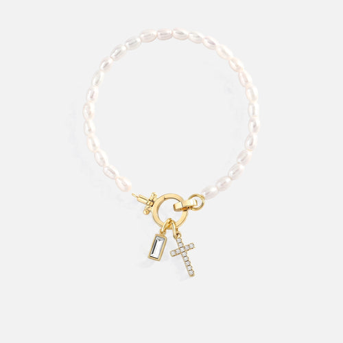 Pearl Baguette Birthstone Bracelet — studio shot