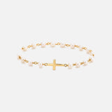 Pulsera Cruz y Perlas
