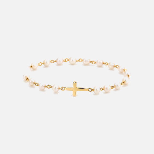 Pearl Cross Bracelet — studio shot