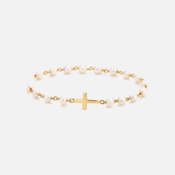 Pearl Cross Bracelet — studio shot