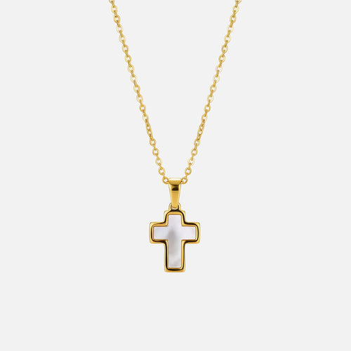 Shell Cross Necklace — studio shot