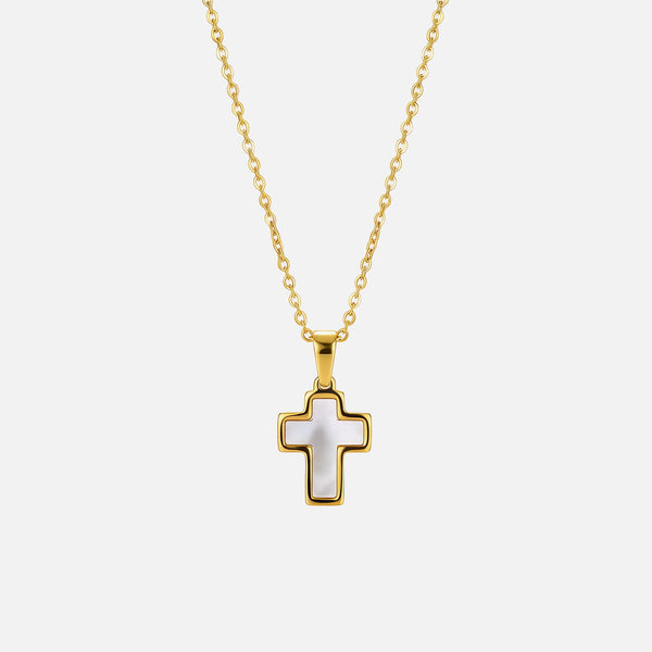 Shell Cross Necklace — studio shot