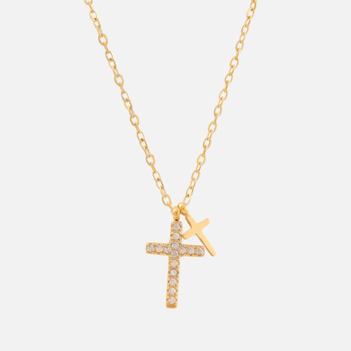 Twin Cross Necklace — studio shot