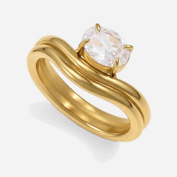 Wave Solitaire Ring — studio shot