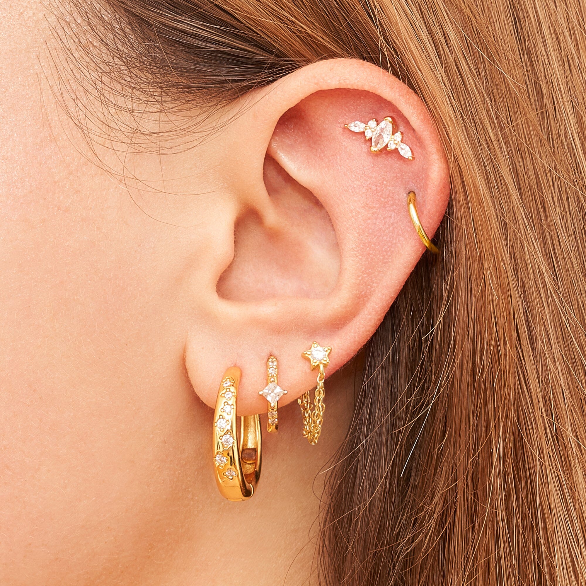 Comet Chain Earrings — worn