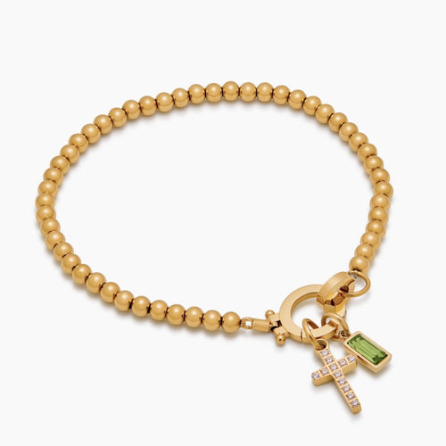 Beaded Birthstone Cross Bracelet — detail
