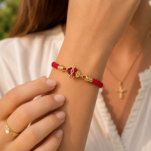 Sacred Heart Cord Bracelet — worn