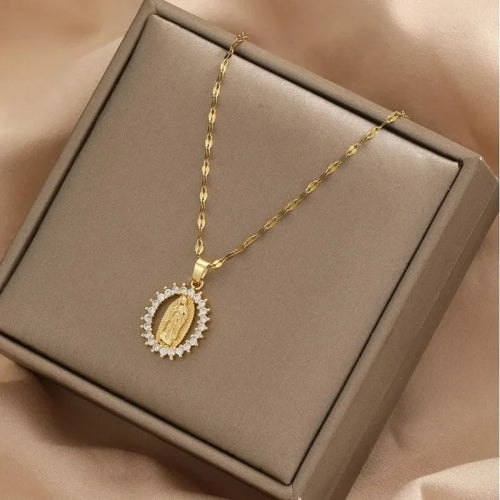 Guadalupe Halo Necklace — worn