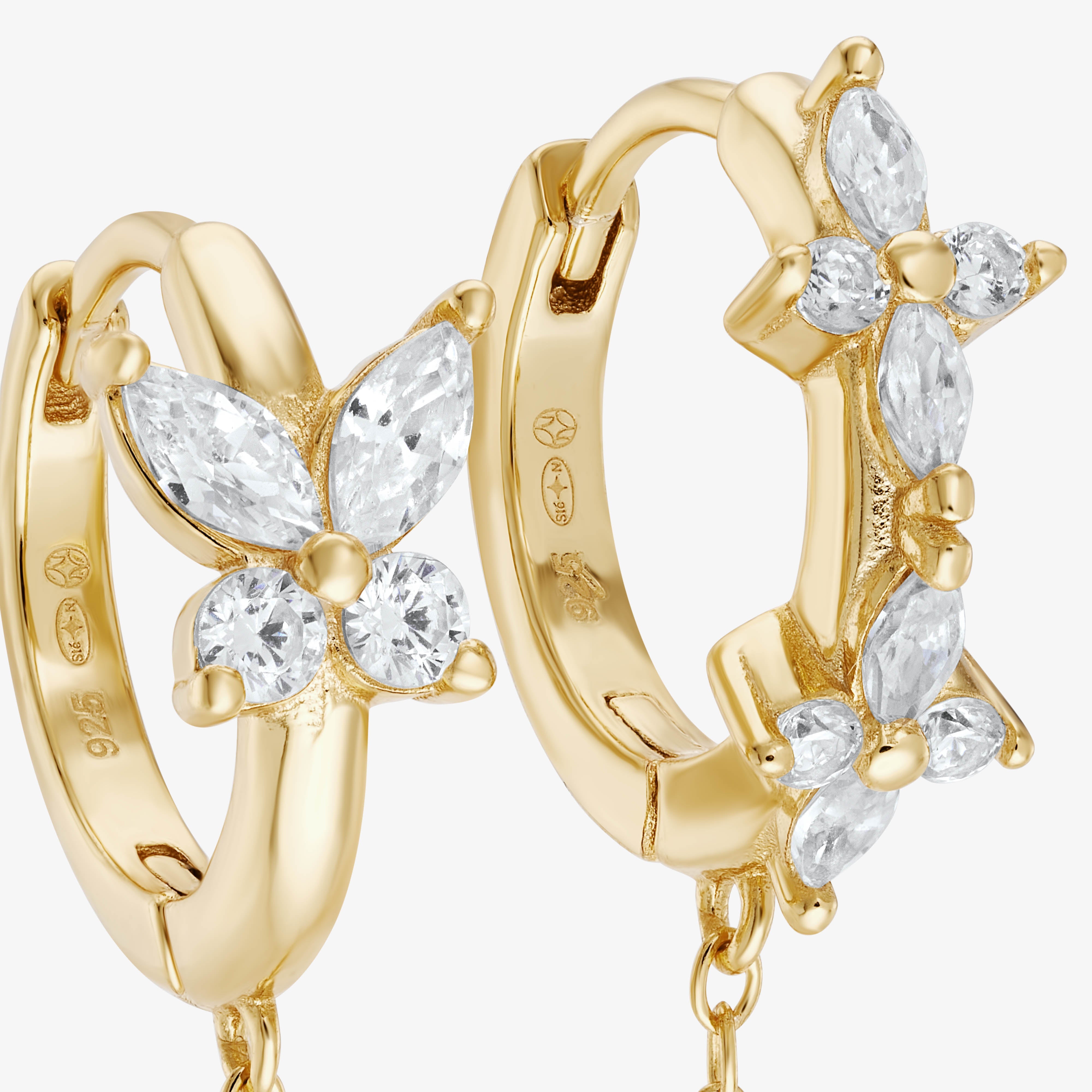 Butterfly Chain Huggies — detail