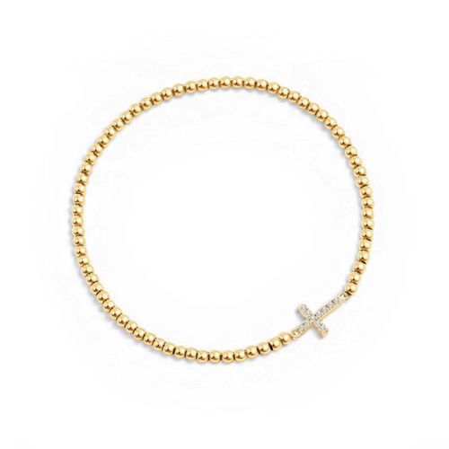 Beaded Stretch Cross Bracelet — detail