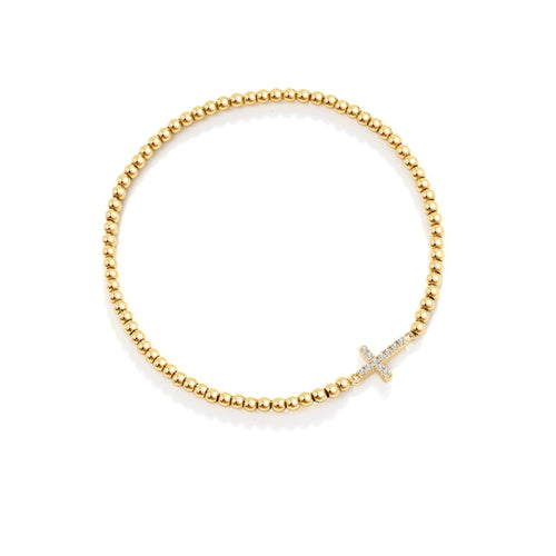 Beaded Stretch Cross Bracelet — detail