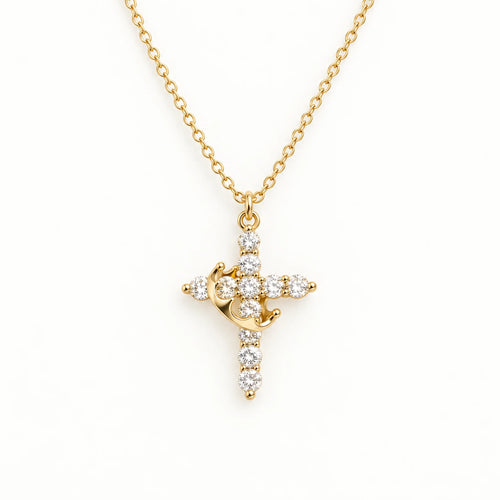 Crown Cross Necklace — detail