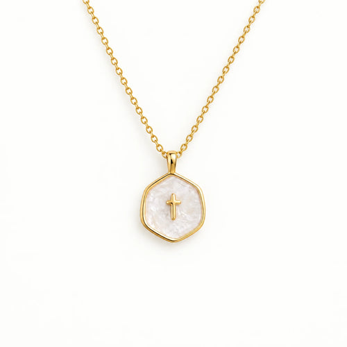 Medallion Cross Necklace — detail