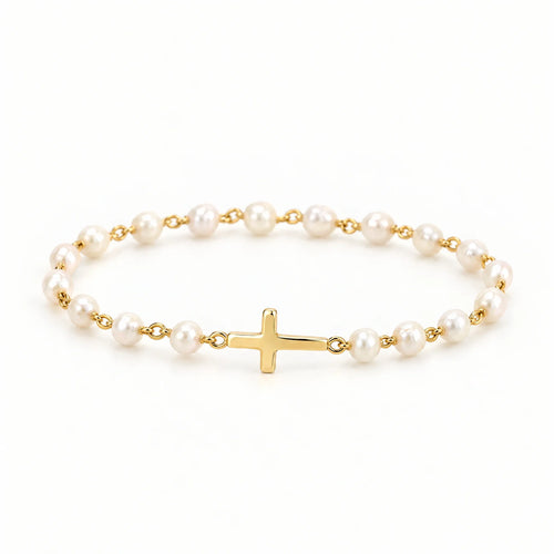 Pearl Cross Bracelet — detail