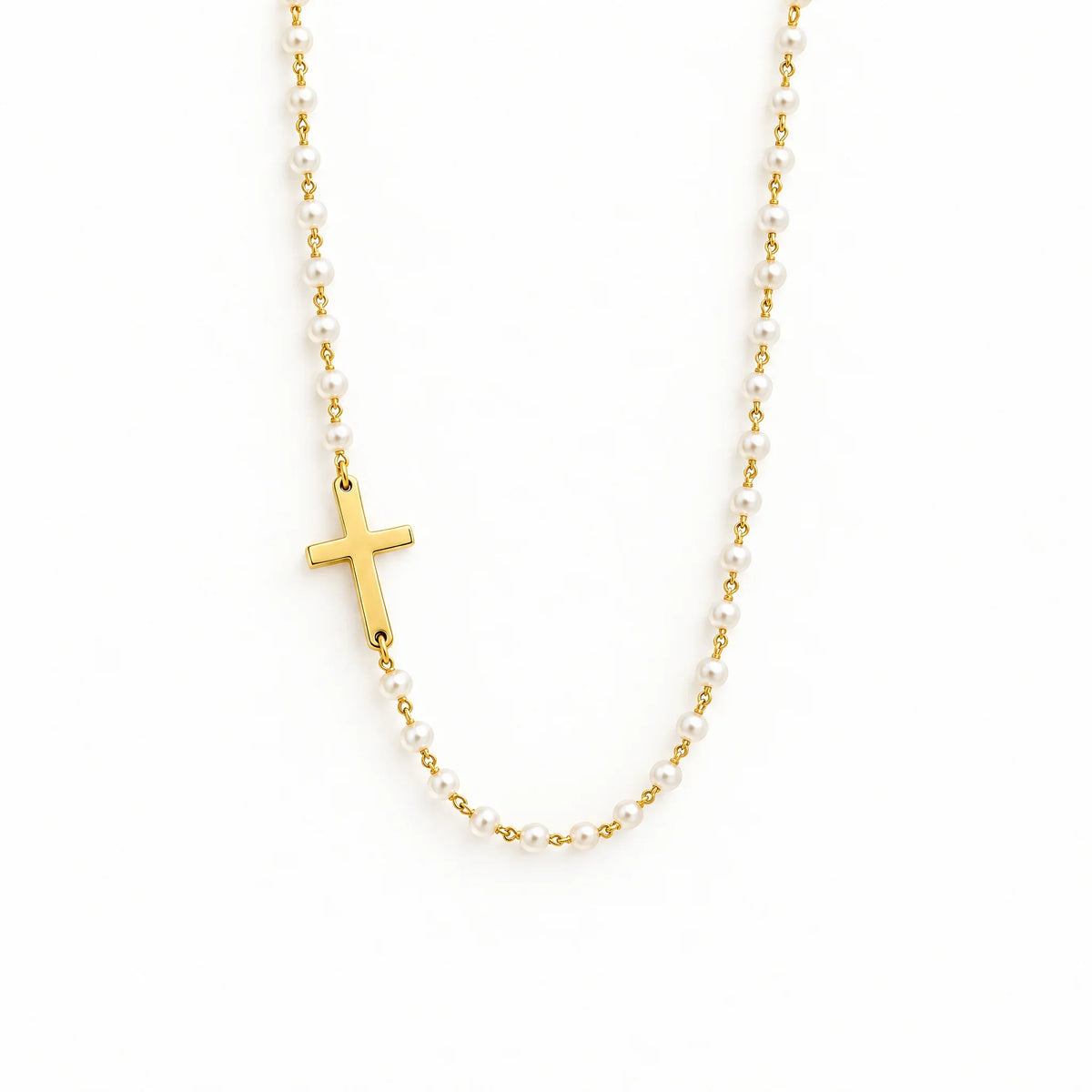 Pearl Cross Necklace — detail