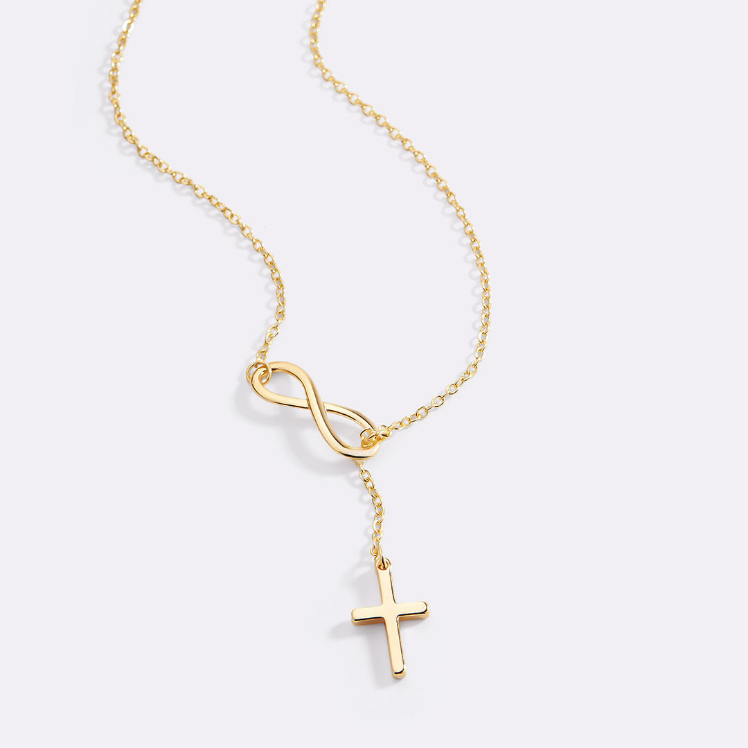 Infinity Cross Necklace — detail