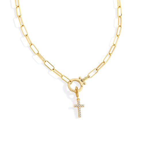 Pavé Cross Necklace — detail