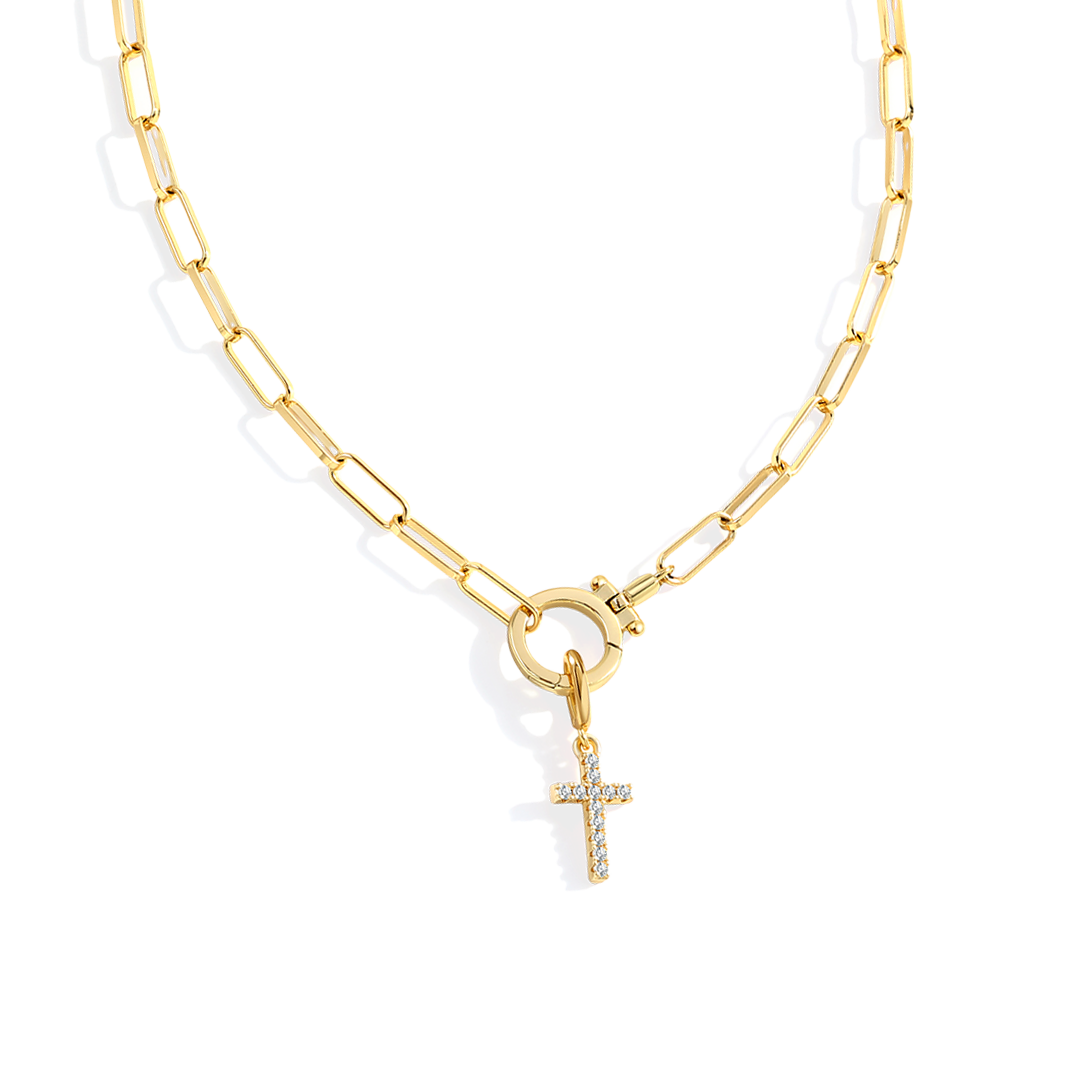 Pavé Cross Necklace — detail