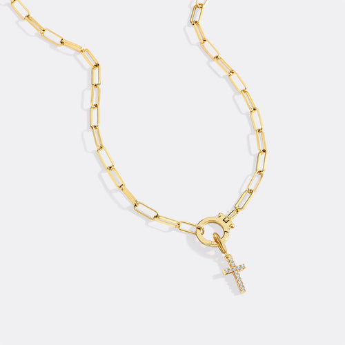 Pavé Cross Necklace — detail