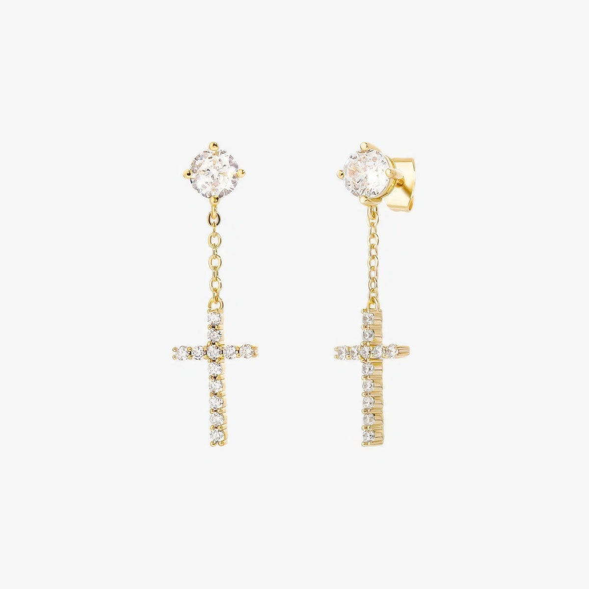 Dangle Cross Earrings — detail