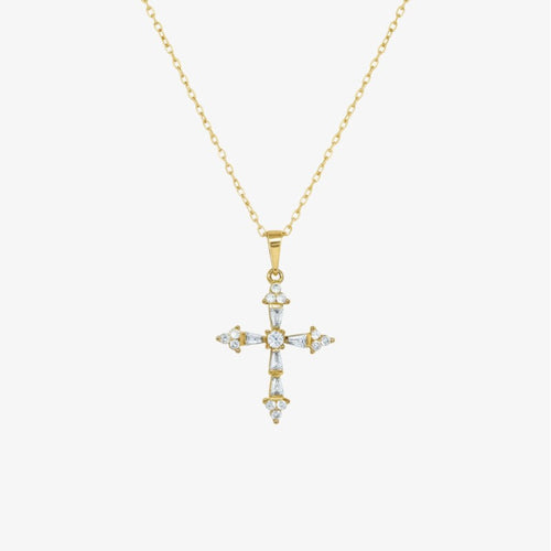 Baguette Crystal Cross Necklace — detail